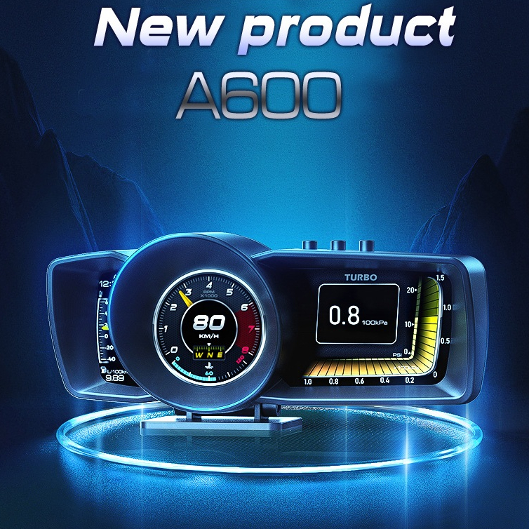 A600 OBD2 Meter Gauge Car GPS Alarm Speed Head-Up LCD display OBD2+GPS Water temp RPM Turbo Boost HUD engine status