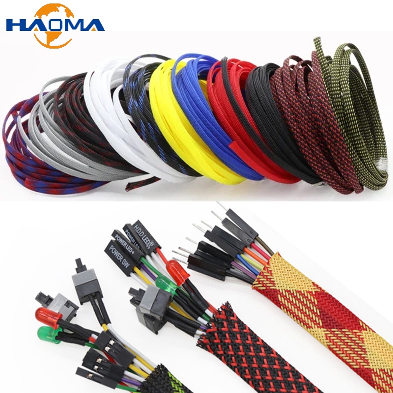 PET Expandable Braided Cable Sleeve Triple Weave Encrypted Snake Skin Net Wire Protecting Insulation Sheathing Cable Protective Sleeve 3/4/6/8/10mm