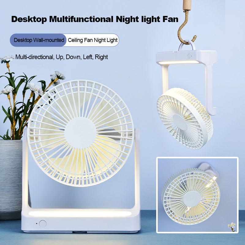 Desktop Kipas Kecil Berputar Kipas Siling Dipasang di Dinding Asrama Pelajar Lampu Malam Perkhemahan Kipas Kipas Dinding Dapur Udara Sejuk Mudah Alih