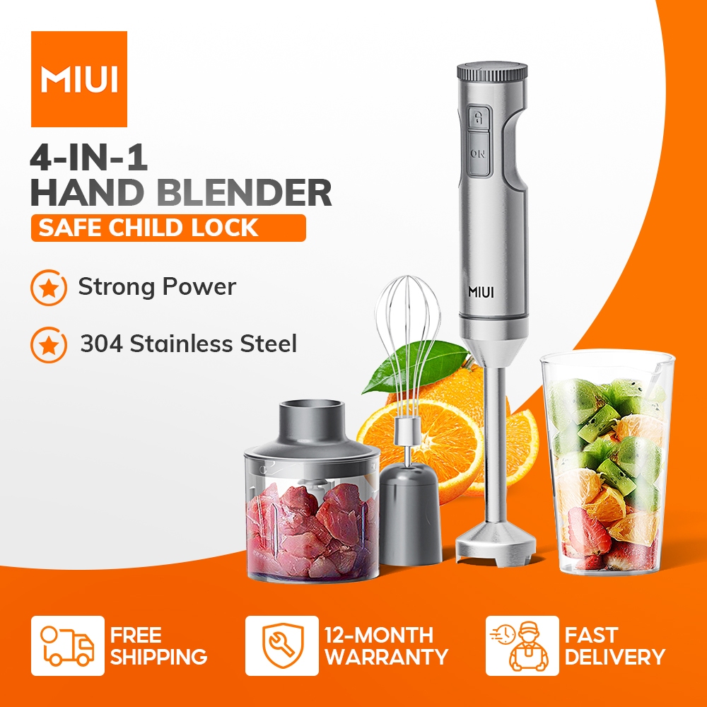MIUI 4-in-1 Multifunctional Manual Mixer Immersion Blender 1000W Handheld Cooking Stick Food Process