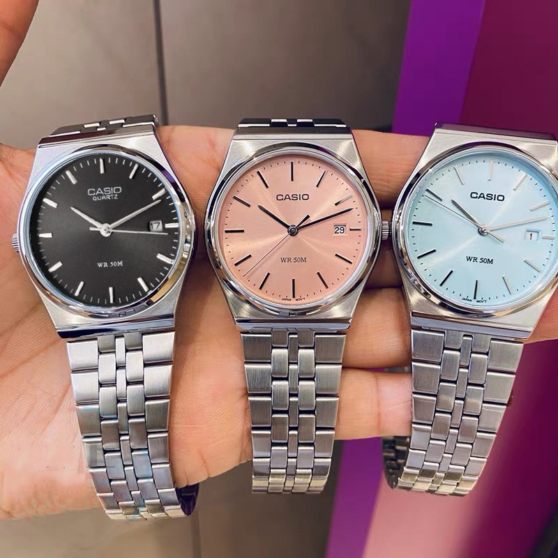 Men's Fashion Standard Waterproof Date Stainless Steel Blue Dial Quartz Watch MTP-B145D-2A2V