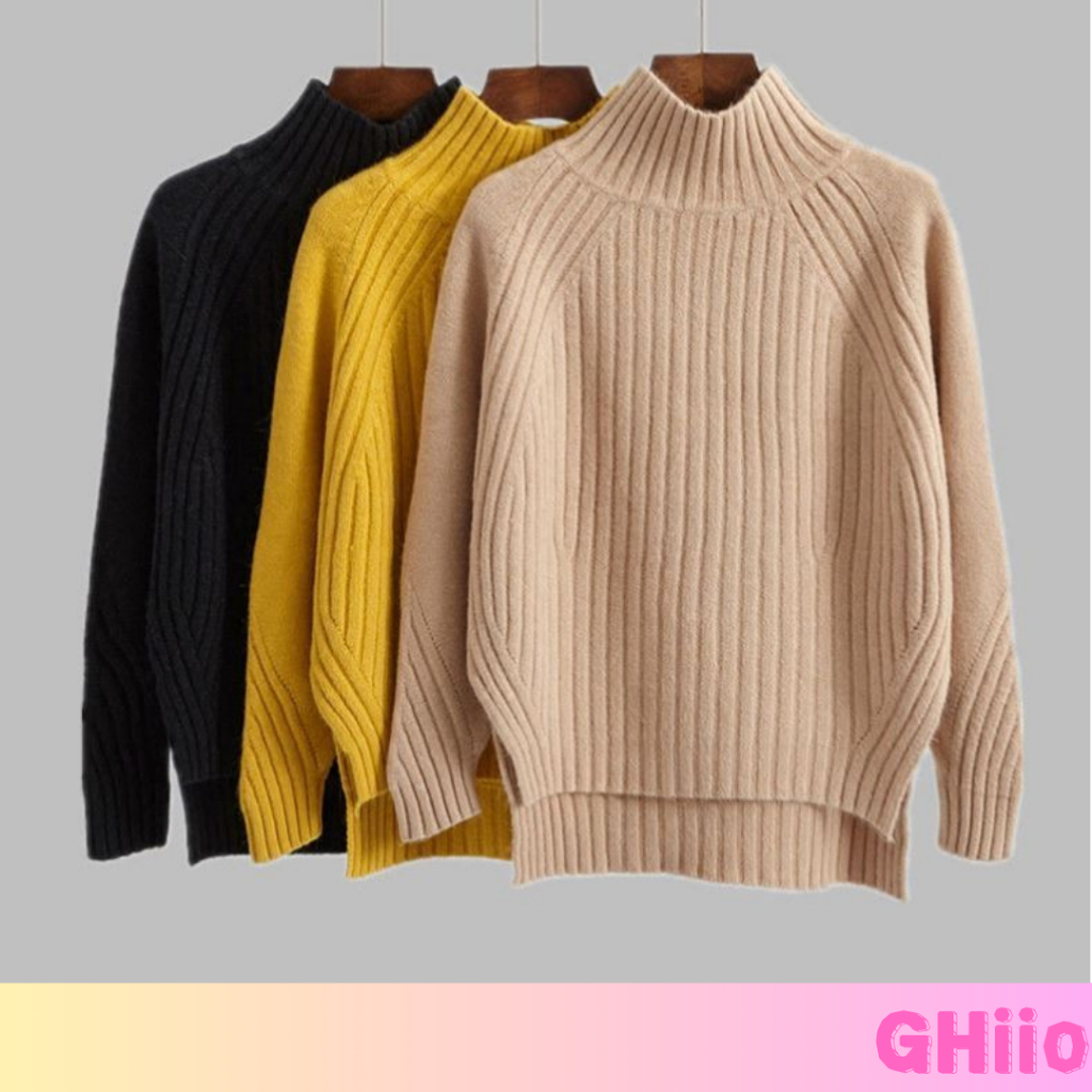 ?GHIIO? [ready stock in Malaysia] Knitted Women Ladies Winter Korean High Neck Long Sleeve Tops Sweater Baju