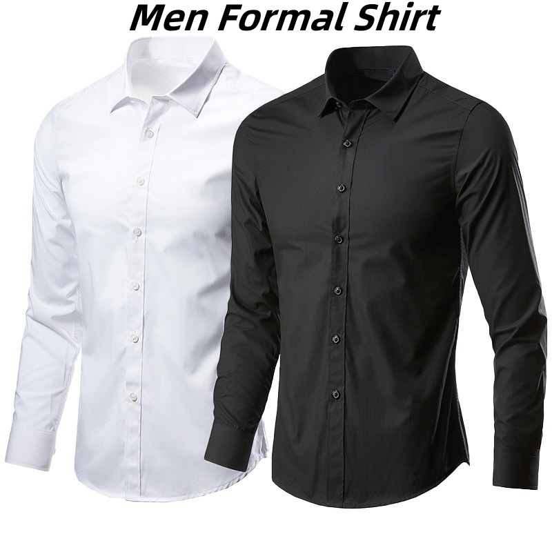 ?Local Delivery?Men's Business Formal Casual Shirts Plus Size Long Sleeve Slim Fit Korean Suit Shirt Kemeja Lelaki