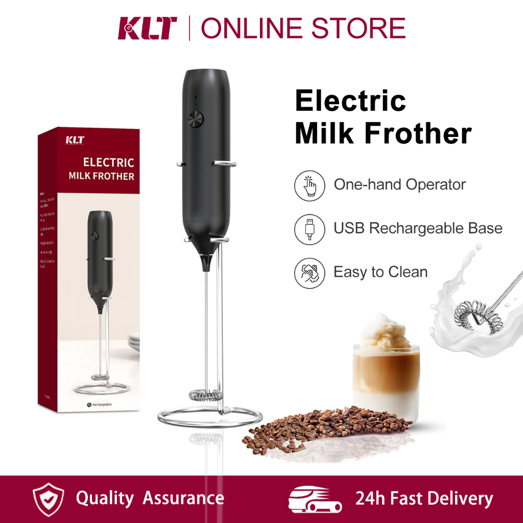 Cliton Electric Milk Frother Mini Egg Beater Rechargeable Foam Maker with Stainless Steel Efficient Mixing For Coffee Latte