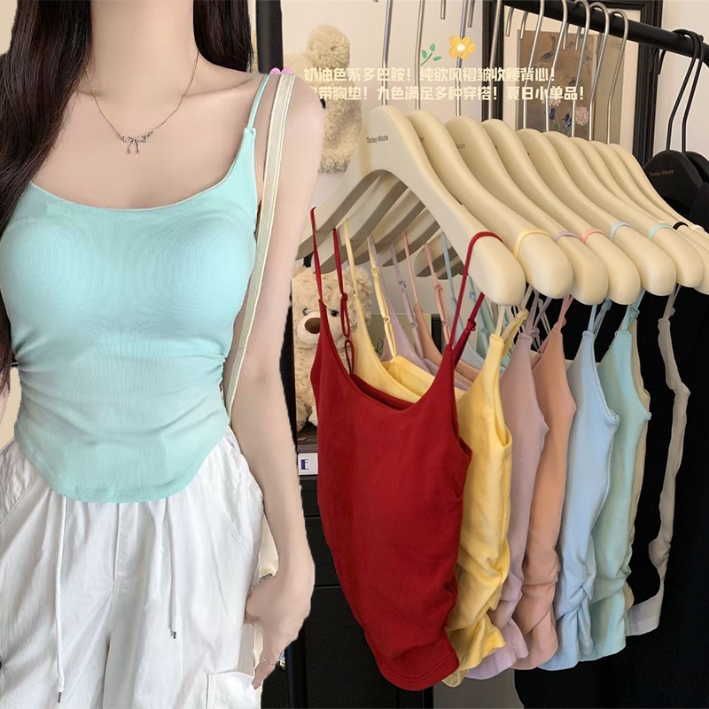 Y2K Ruched Bralette Top Built-in Bra & Open Back for Summer Multi-color