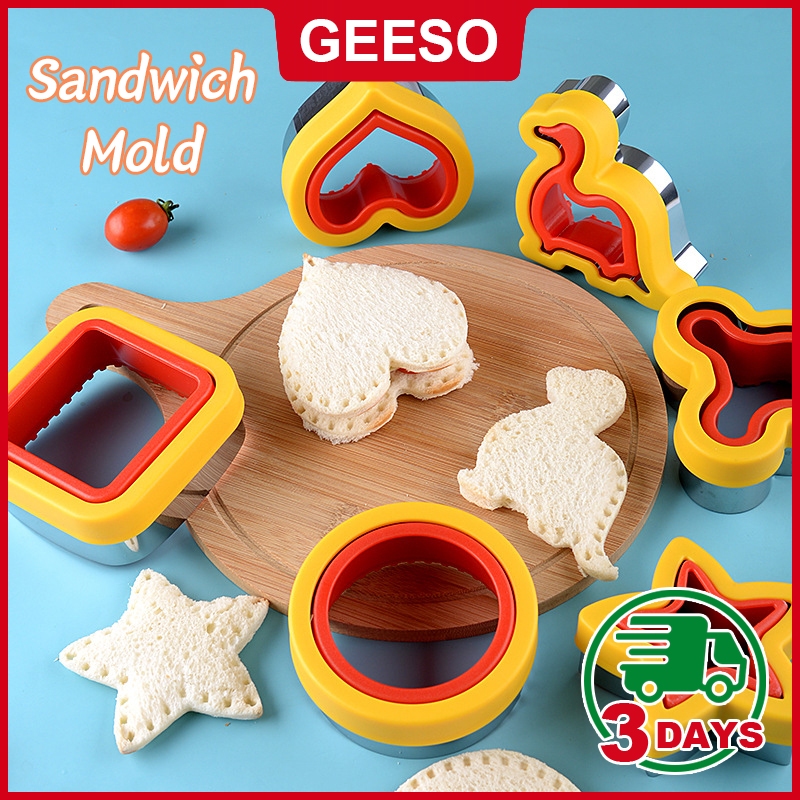 GEESO Bento Accessories Stainless Steel Sandwich Cutter Sandwich Mold DIY Bento Maker Tool Bekal Makanan Kanak Dinosaur Shaped Bread Mold 三明治模具