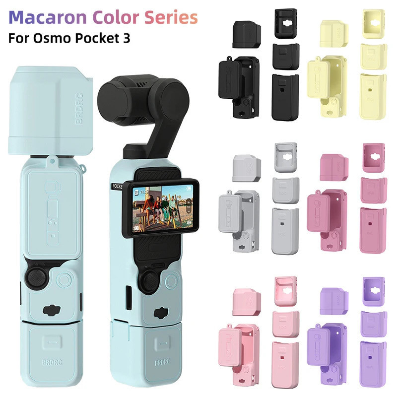 BRDRC Silicone Case for DJI OSMO Pocket 3 Gimbal Camera Protective Cover Anti-Scratch with Anti-lost Rope Camera Accessories