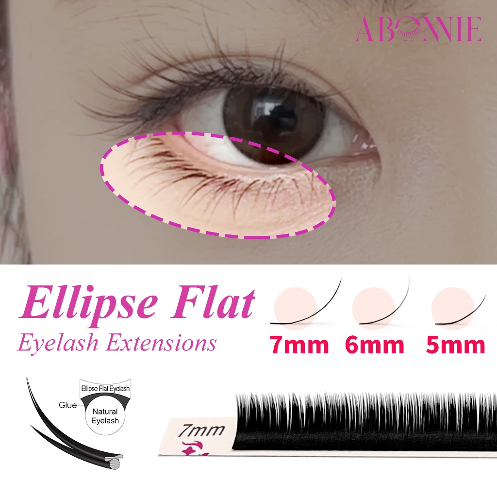 ABONNIE 5 6 7 mm Ellipse Flat Eyelash Extensions Bottom Lashes