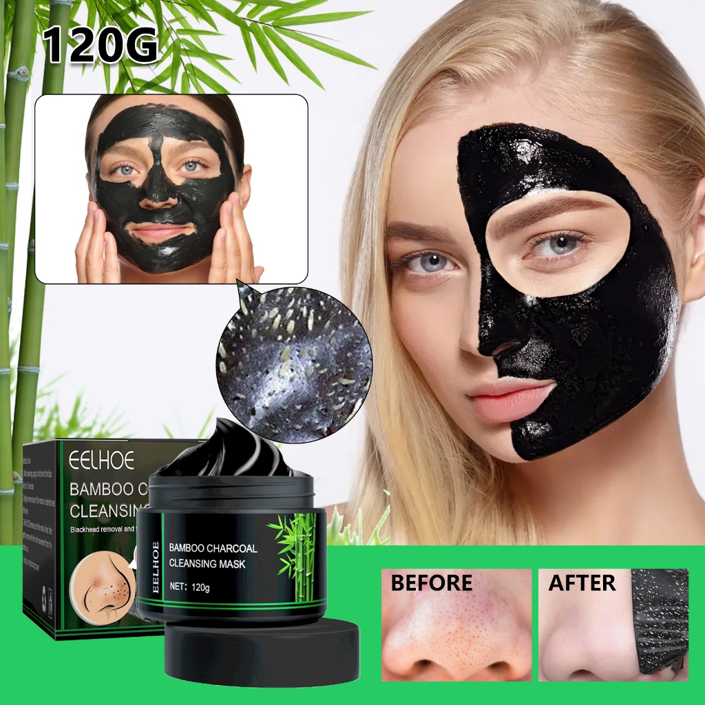 EELHOE Facial Blackhead Remover Mask Bamboo Charcoal Shrinking Pores Acne Treatment Oil Control Nose Cleansing Peel Off Mask Gel