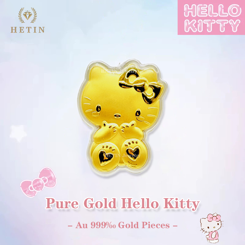 【HETIN】Pure Gold 999/24K emas Hellokitty Gold Bar Goldcoin（0.3g） Solid Gold Gift Box&hellip;
