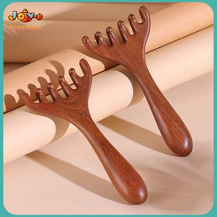 Deer antler massage comb acupuncture comb suitable for promoting blood circulation five-claw massage scalp wooden comb massage gua sha 按摩梳 经络梳