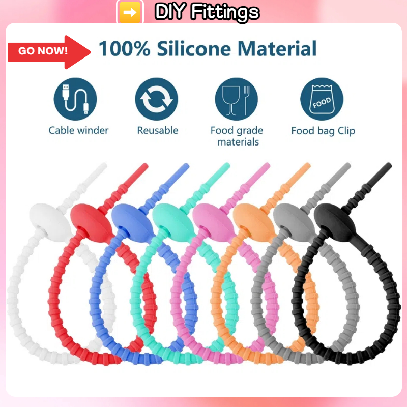 15cm Color Silicone Self-Locking Storage Soft Rubber Rope Cartoon Key Ring Tie Data Harness Tie Reusable Diy Jewelry