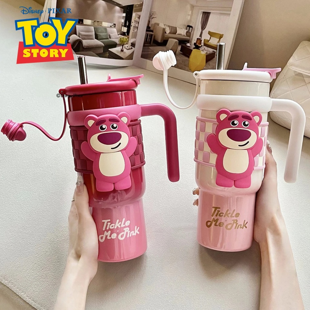 big mac Tumble｜Strawberry Bear Starlight Thermos bottle 900ml with straw | Stainless Steel Kids Water Bottle with Straw | Cute Cartoon Tumbler, BPA Free & Leakproof (Stanley/Owala Style) - Candy Color Vacuum Flask，Ice Retention Tumbler bottle
