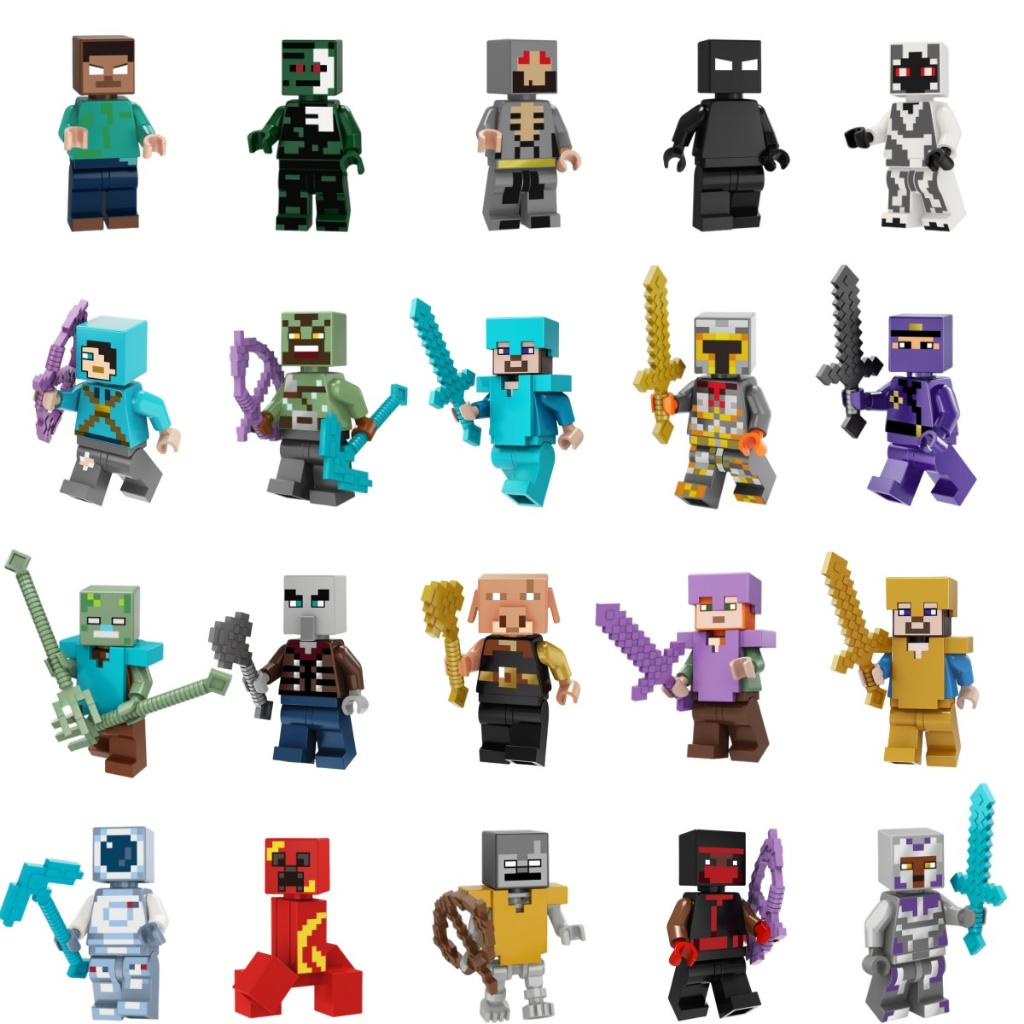 Minecraft Action Figure Creeper Vindicator Drowned Null HIM Skeleton Building Block Collection Toys For Children