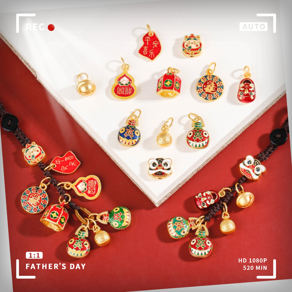 Sand Gold Burnt Blue Gourd Zhuangyuanlang Door Lock Pendant Ancient Method Matte Gold Country Trendy Lion God of Wealth More Every Year Auspicious Ruyi Accessories diy Necklace Jewelry Pendant