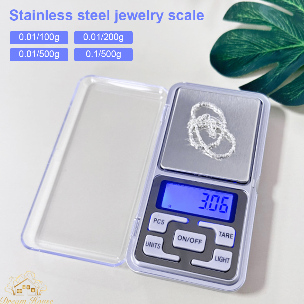 100g/200g/500g x 0.01g /0.1g/ Mini Electronic Scale Mini Digital Weight Jewelry Gold Pocket Scales LCD Backlight Display High Precision Scale