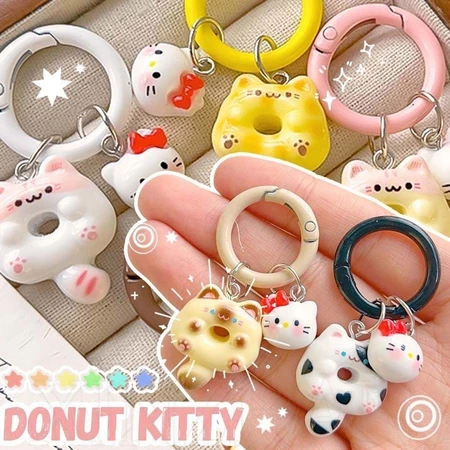 1pc Kitty Keychain Cartoon Cat Cookie Pendant For Car Hello Kitty Keychain Key Chains Accessories Funny Charm Gift Couple Key Chain