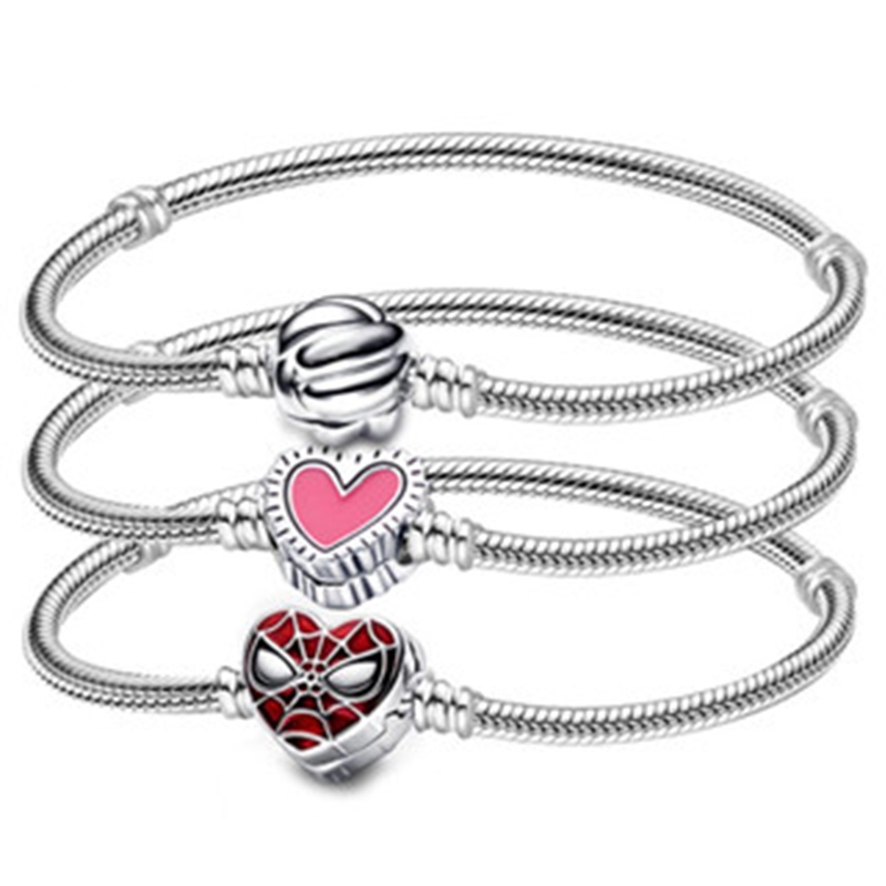 Pandora Copper Silver Plated Bracelet Concentric Knot Snake Bone Chain Crown O Basic Chain Minnie Buckle Bracelet