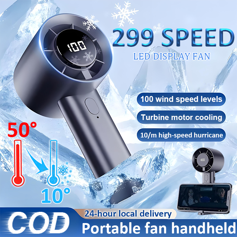 NEW【 299 Speed 】 Portable USB Mini Fan kipas mini kipas tangan Mini Fan Rechargeable Handheld Fan with Led Display