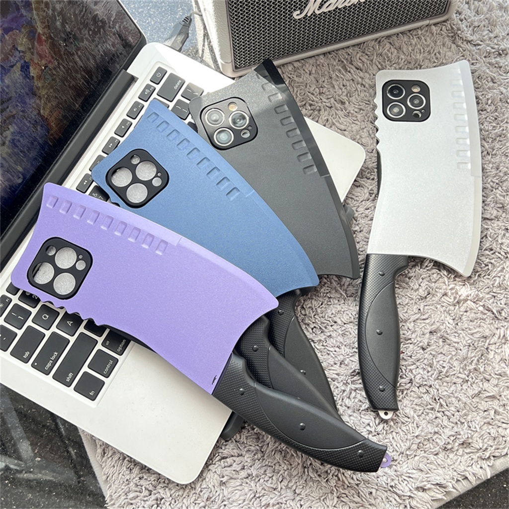 Cute Funny Creative Personalized Kitchen Knife Shape Case with Handle for iPhone 17 16 15 14 13 12 Plus Pro Max Back Cover