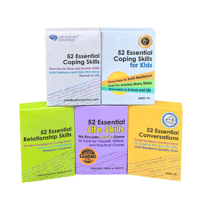 52 Essential Coping Skills Cards Games - Self Care Exercises for Stress and Social Anxiety Relief - Resilience, Emotional Agility, Confidence Therapy Games for Teens, Adults
