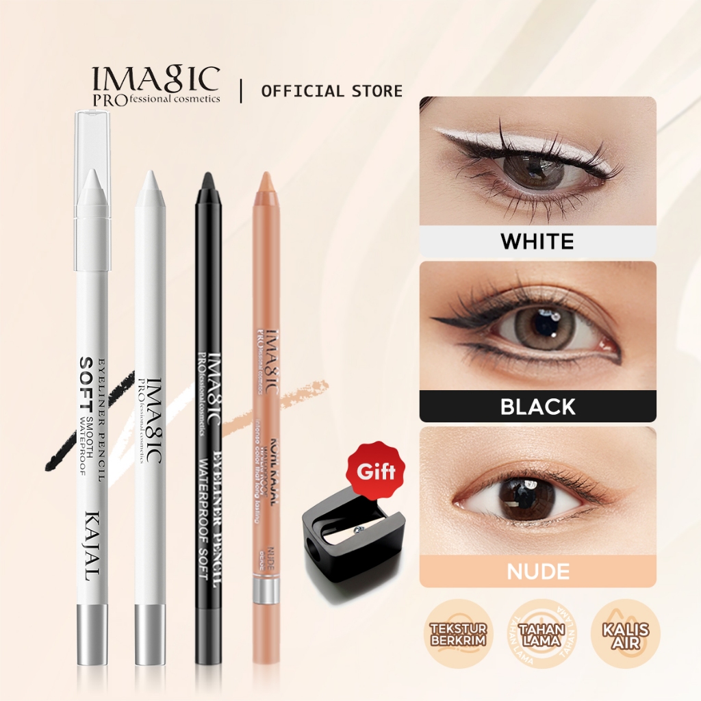 IMAGIC Waterproof Eyeliner Pencil With Sharpener Black/White/Nude Color