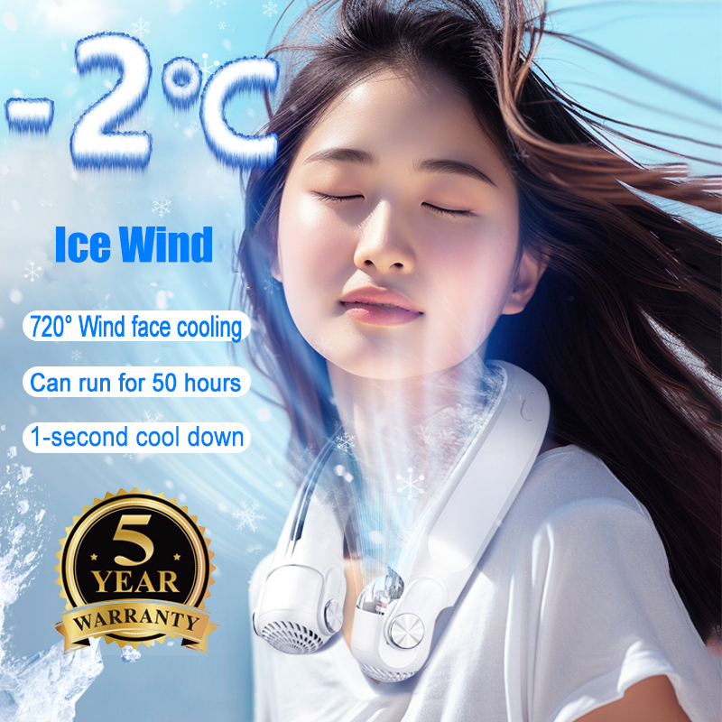 【Malaysia Spot】Portable Hanging Neck Fan Hands Usb Rechargeable Travel Fan Bladeless Digital Display Leafless Fan Portable Outdoor Summer kipas Leher (10000mAh) 掛脖風扇 kipas lehe