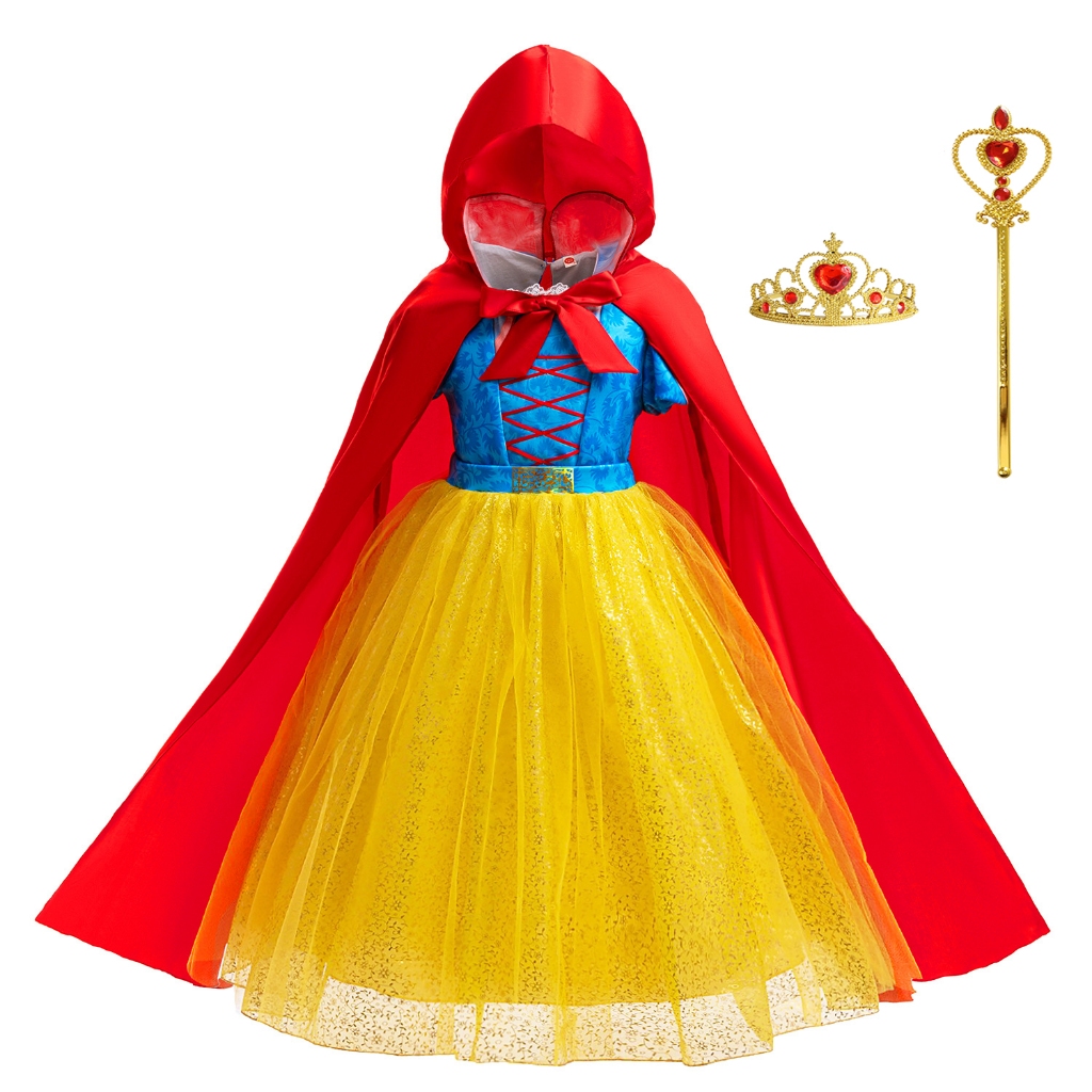 Girls SNOW WHITE Fancy Dress Costume Fairy Princess Dress Up Kids Age 3-10 Gifts
