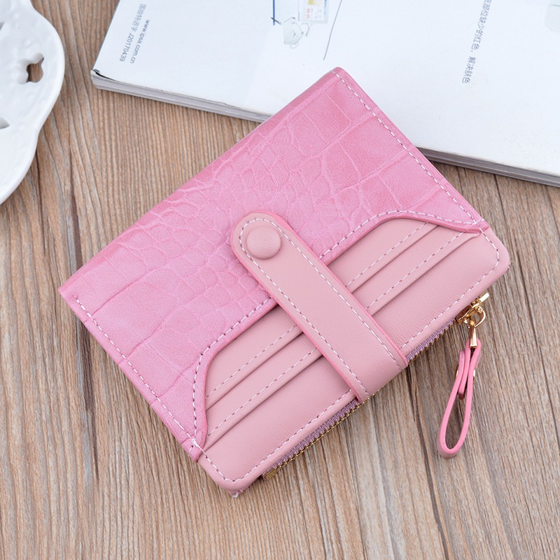 New Wallet Women's Short Wallet Women's Small Wallet Fashion Crocodile Pattern Zipper Buckle Leather Wallet Change Bag Card Bag