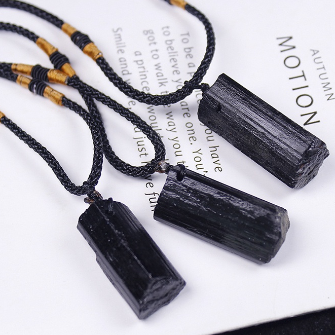 100% natural black tourmaline Pendant Necklace Crystal original tourmaline Irregular Pendant Good luck Healing fashion jewelry for men and women alike gift