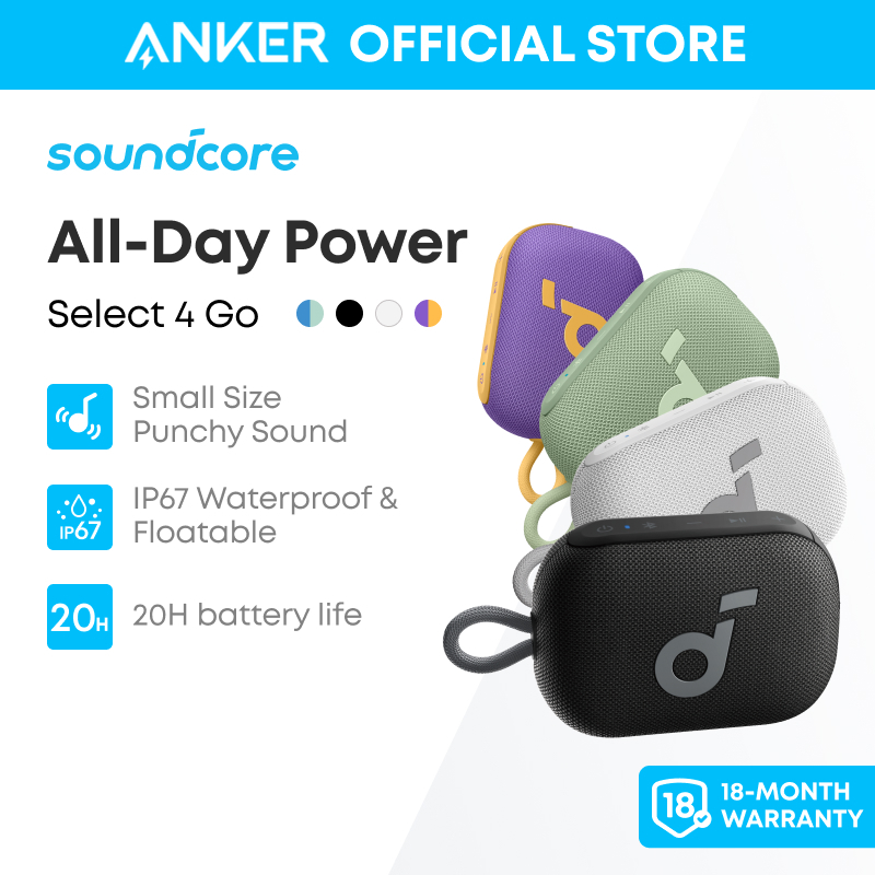 Soundcore by Anker Select 4 Go Bluetooth Speaker IPX67 Waterproof Wireless and Bluetooth Speakers 20H Playtime Bluetooth Speaker Super Bass Portable Speakers for PC-A31X1