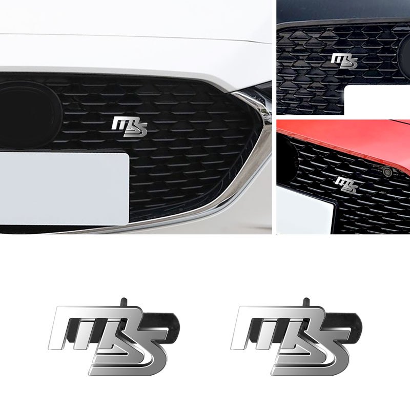 Car Styling Front Grill Emblem 3D Metal MS Logo Sticker For Mazda CX-3 CX-4 CX-5 CX-7 CX-9 M3 M5 MAZDASPEED MS Badge Body Decals Accessories