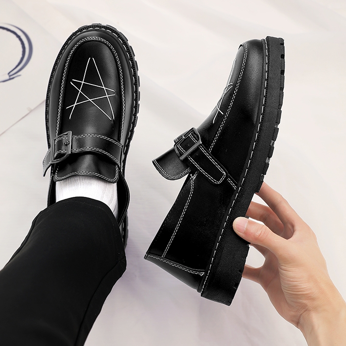 Korea Loafer Shoes Men Fashion Black Casual Men's Slip-Ons Shoes Essentials - Lightweight Slip-Ons Student Office Shoes Non-Slip Sole