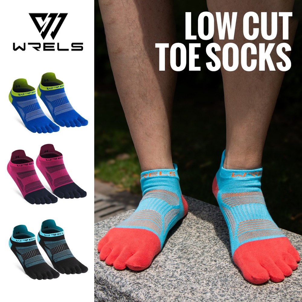 WRELS Sports Socks Colorful Pure Cotton Five-Finger Low-Top Running Sweat-Absorbent Non-Slip