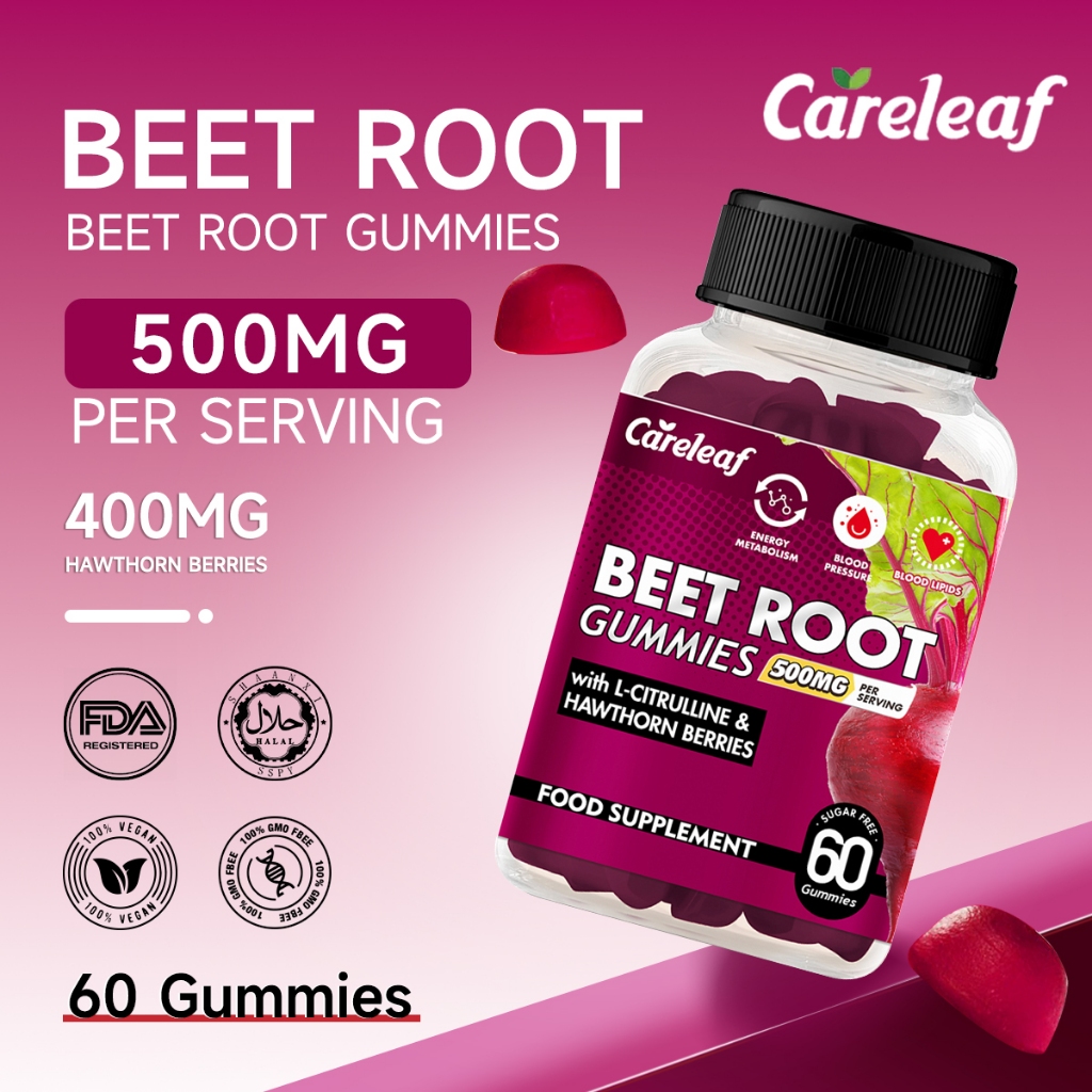 CareLeaf Beetroot Gummies – Blood Pressure & Circulation Support Sugar-Free Blood Support Supplement