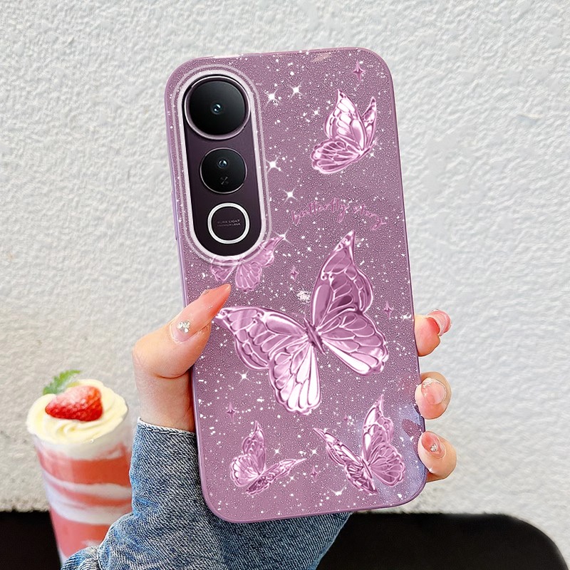 For Vivo V60 V50 Lite 5G 4G V50E 5G V40 Lite 4G 5G V2427 Advanced Fashion Butterfly Design Shining Brightly IMD Anti Drop Hard Phone Case