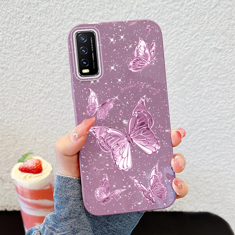 For Vivo Y20 2021 Y20A Y20T Y20i Y20S G Y12A Y12S 2021 Y3S 2021 Advanced Fashion Butterfly Design Shining Brightly IMD Anti Drop Hard Phone Case