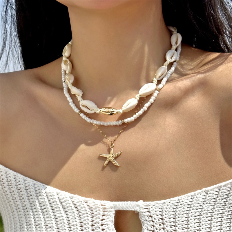 Fashion Summer Boho Handmade Beaded Natural Shell Conch Pendant Necklace Choker Chain Women Beach Holiday Jewelry Gift New