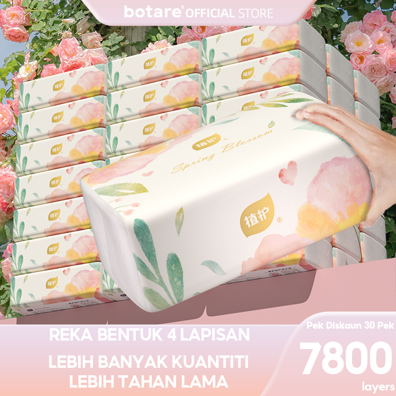 [30 PACKS]Botare Air Cushion Tissue 4-ply Soft Facial Tissues 7800 sheets Face Tissue 175x140mm
