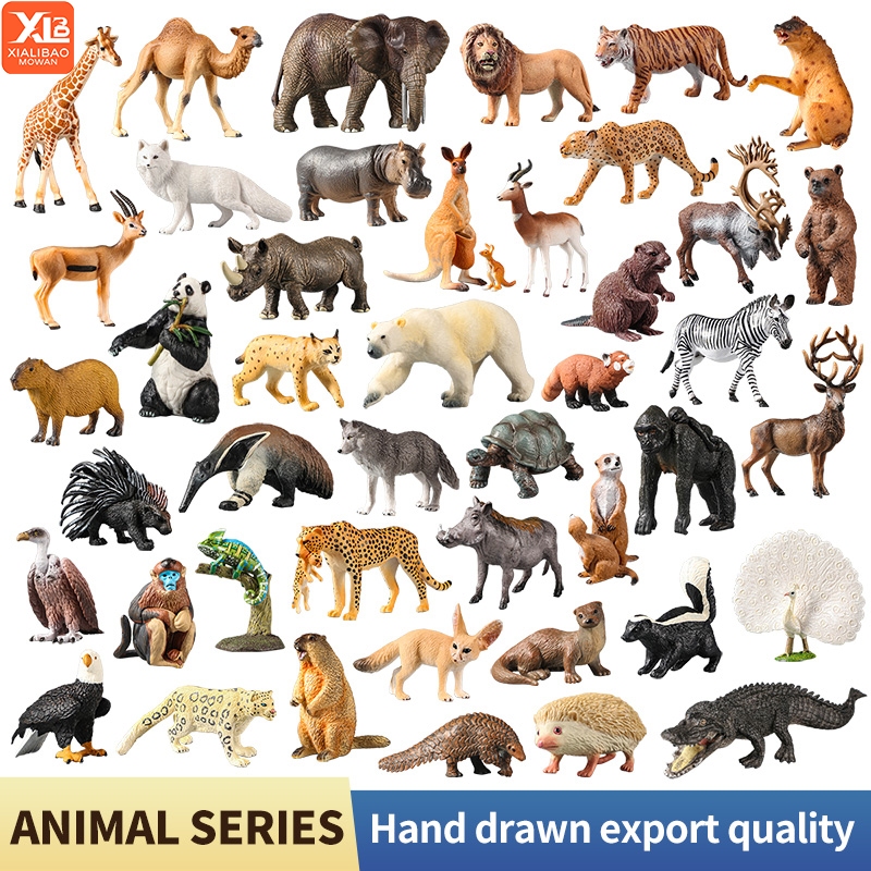 Montessori Toy Wild Animals Model Lion Elephant Antelope Cheetah Action Figure Zoo Figurines Cute Miniature Education Kid Gift