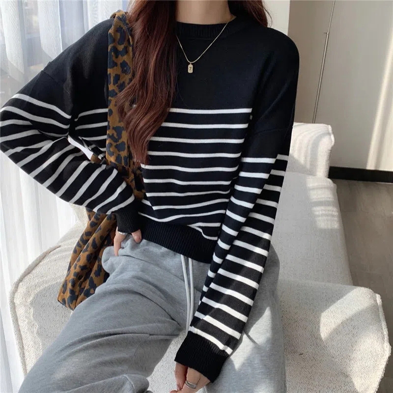 【Malaysia stock】 Women Ladies O-Neck Long Sleeve Knit Top Sweaters Shirts Loose Blouse fine11