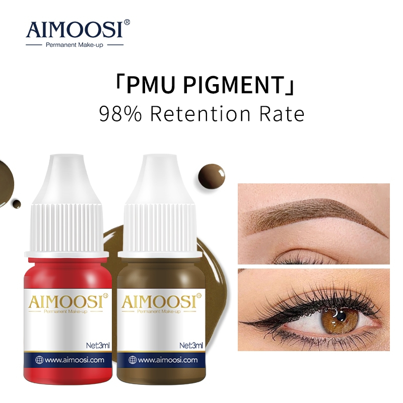 Aimoosi Permanent Makeup up Color Pigment Microblading PurePigment Liquid Organic Tattoo Eyebrow Ink SGS Certified Pigmen PMU 半永久色料 纯植物 易上色 雾眉纹眉纹唇色