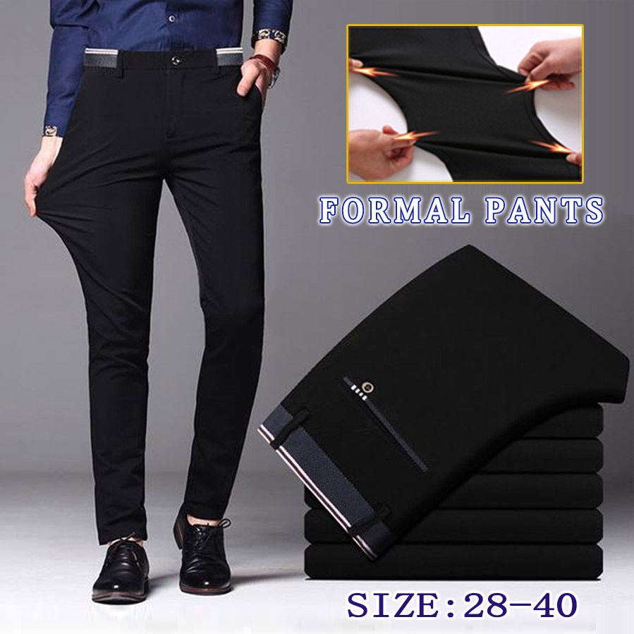 Local Delivery Men's Formal Pants Elastic Slim Fit Black Long Trousers Business Office Wear seluar slack lelaki korean Casual Suit Pant Plus Size