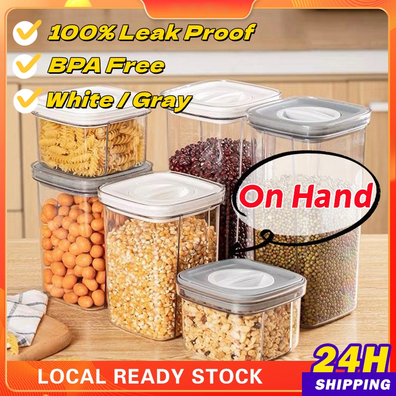 【Malaysia Household】Airtight Food Storage Container 100% Leak Proof - BPA-Free PET Plastic Kitchen Organizer with Twist Lock Design | Stackable for Rice, Spices, Biscuits (Easy Open, Multi-Purpose)