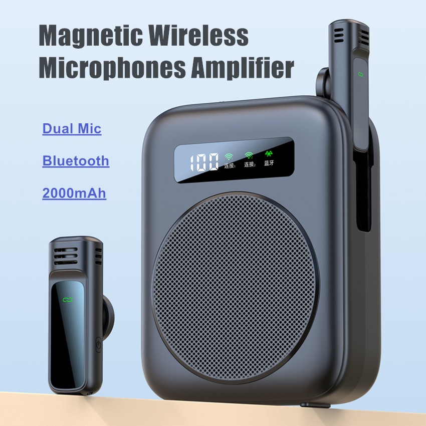 M10 Magnetic Wireless Microphone Voice Amplifier With Bluetooth Lapel Mic for Teaching Training
