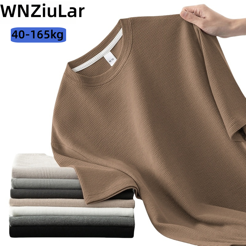 WNZiuLar Men's T-Shirt Plus Size Fashion Waffle Fabric Unique For Men baju lelaki lelaki men