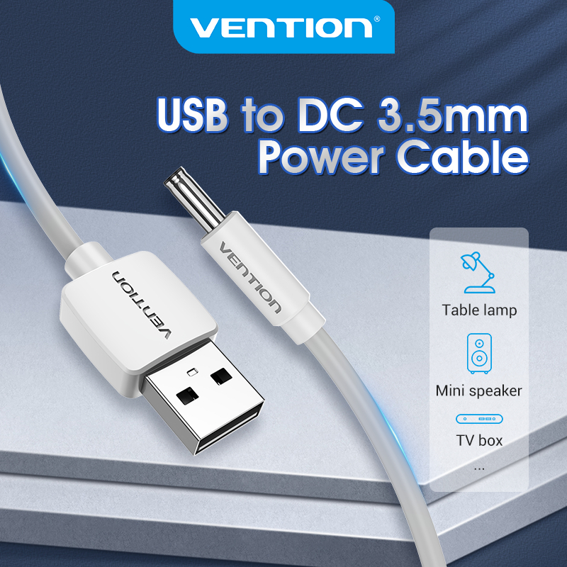 Vention USB to DC 3.5mm Power Cable USB A to 3.5 Jack Connector 5V Power Supply Adapter for Fans USB HUB DC 5.5mm Charging Cable