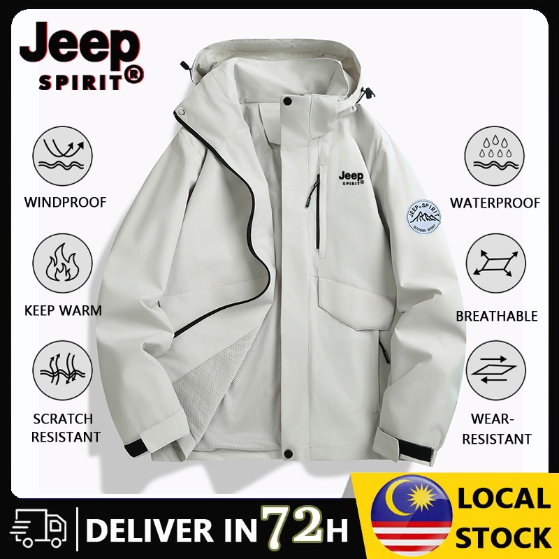 【2-3 days arrive!!!】Jeep Spirit Outdoor Waterproof Jacket For Men Camping Windbreaker Coat Hiking Windproof Jacket