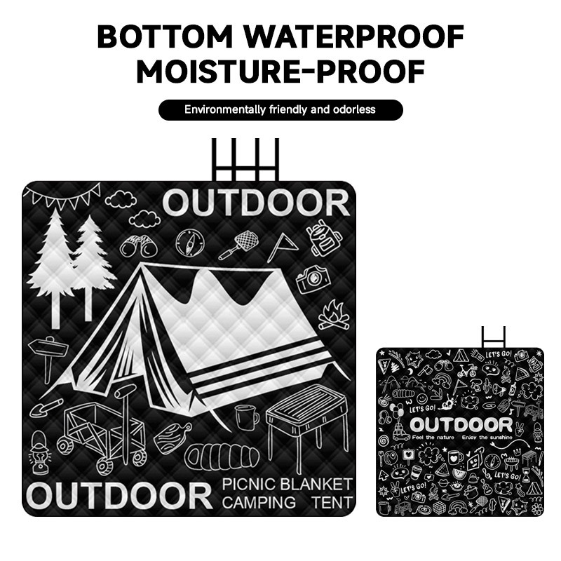 Ready stockCamping Picnic Mat Black Portable Mat Waterproof Outdoor Picnic Mat 2x3m Family Outdoor Tent