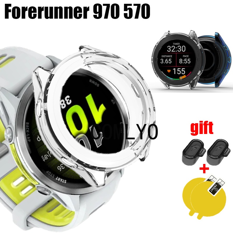 Kwmobile Cover Protettiva Per Garmin Vivoactive 4 (45 Mm) – 2 Pezzi – Silicone Trasparente E Nero – Antigraffio - 5